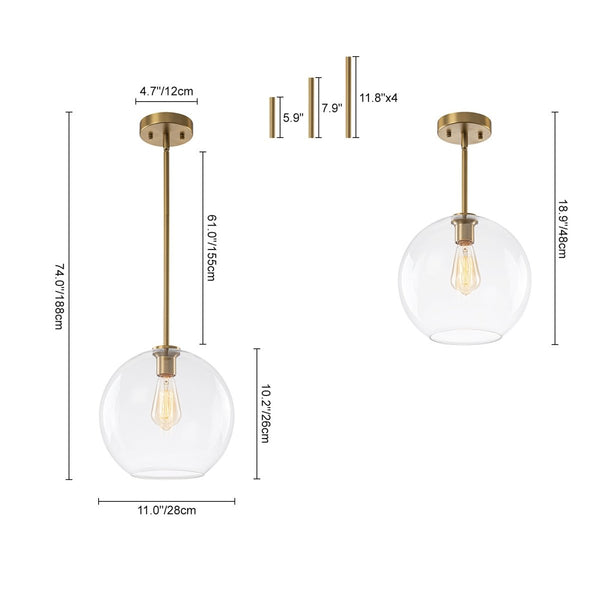 Chandelierias-Modern 1-Light Sculptural Glass Globe Pendant-Pendants-Matte Black-