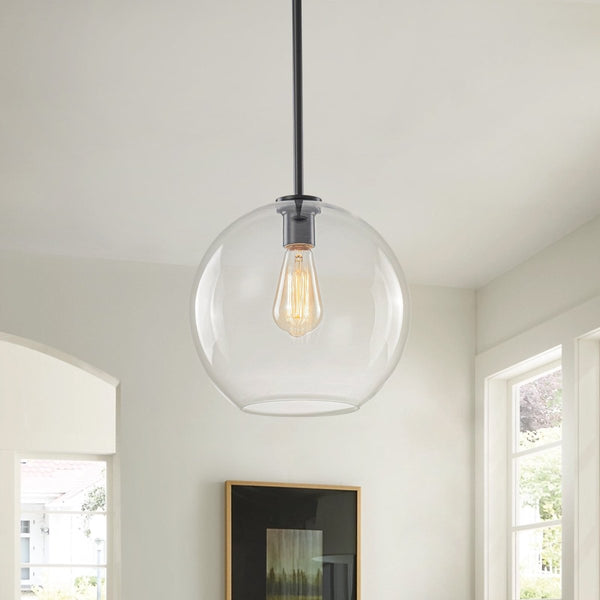 Chandelierias-Modern 1-Light Sculptural Glass Globe Pendant-Pendants-Matte Black-