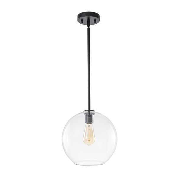 Chandelierias-Modern 1-Light Sculptural Glass Globe Pendant-Pendants-Matte Black-