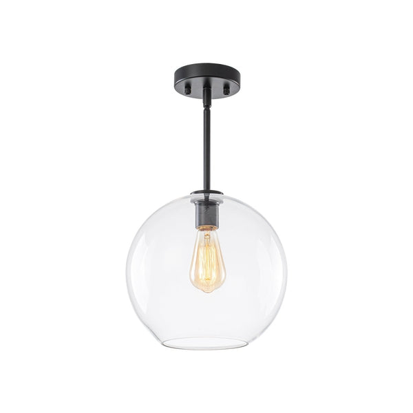 Chandelierias-Modern 1-Light Sculptural Glass Globe Pendant-Pendants-Matte Black-