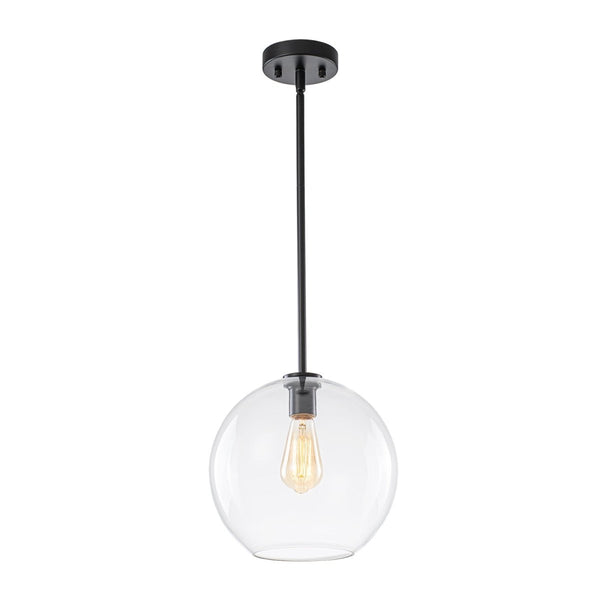 Chandelierias-Modern 1-Light Sculptural Glass Globe Pendant-Pendants-Matte Black-