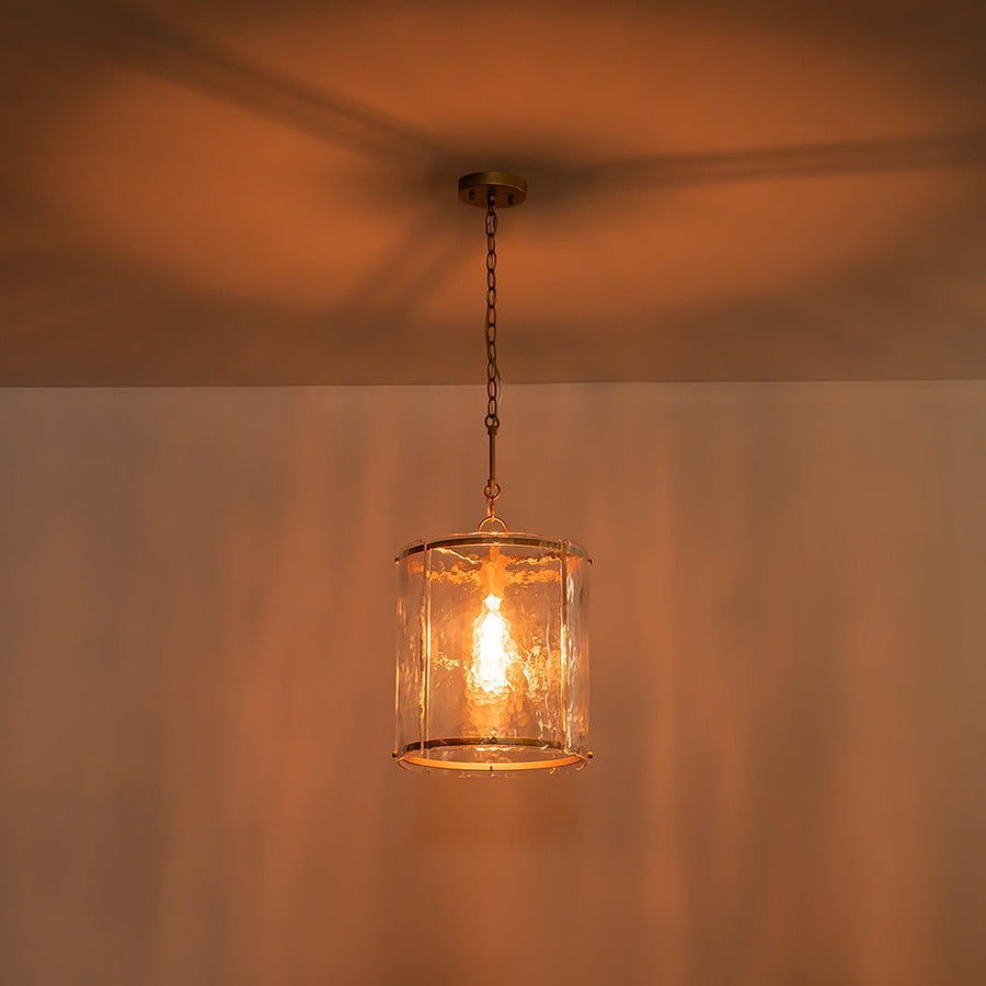 Chandelierias - Modern 1 - Light Water Glass Cylinder Single Pendant - Pendant - Gold - 