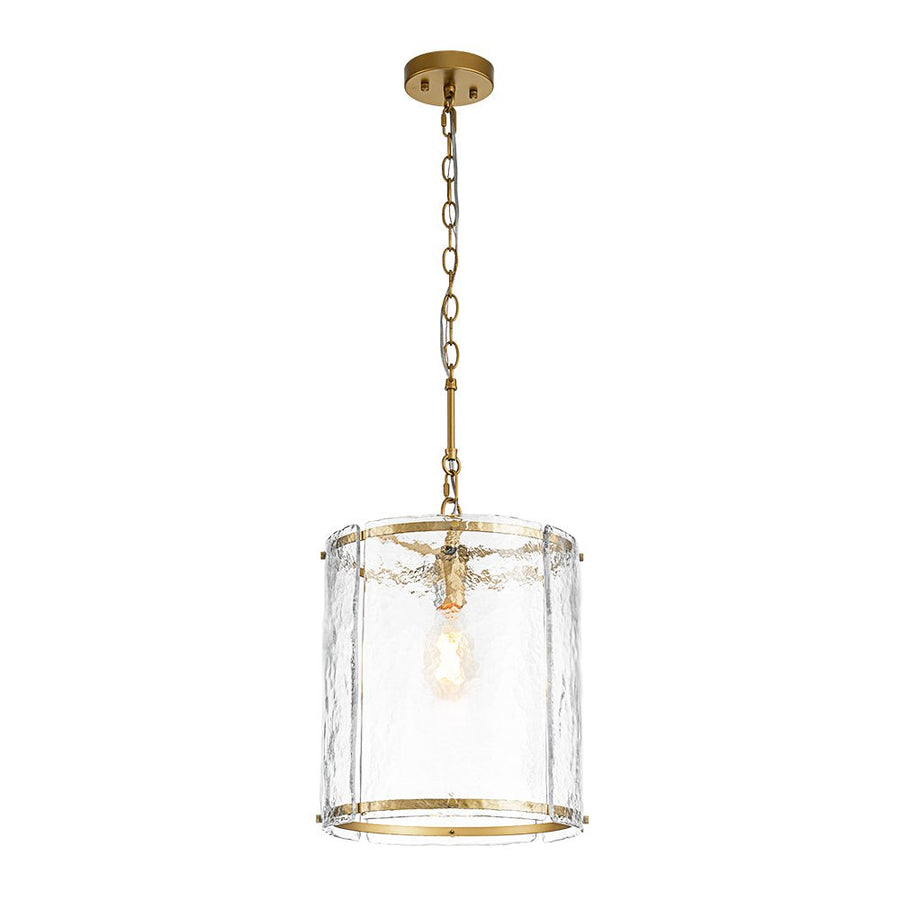 Chandelierias - Modern 1 - Light Water Glass Cylinder Single Pendant - Pendant - Gold - 