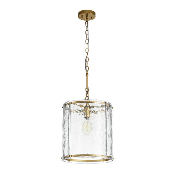 Chandelierias - Modern 1 - Light Water Glass Cylinder Single Pendant - Pendant - Gold - 