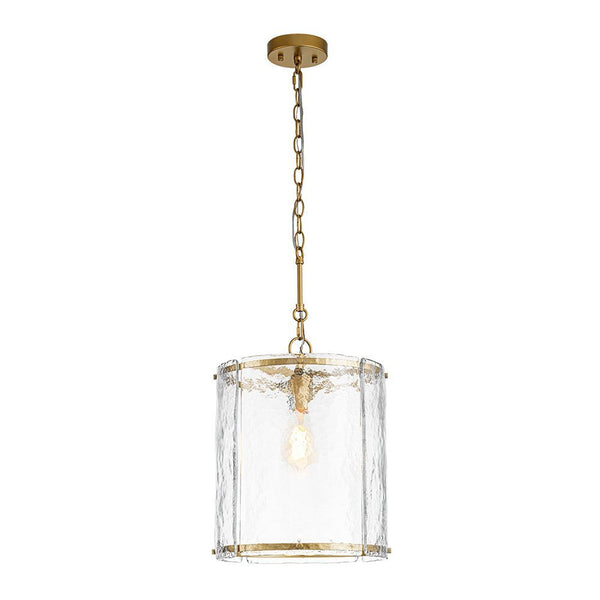 Chandelierias - Modern 1 - Light Water Glass Cylinder Single Pendant - Pendant - Gold - 