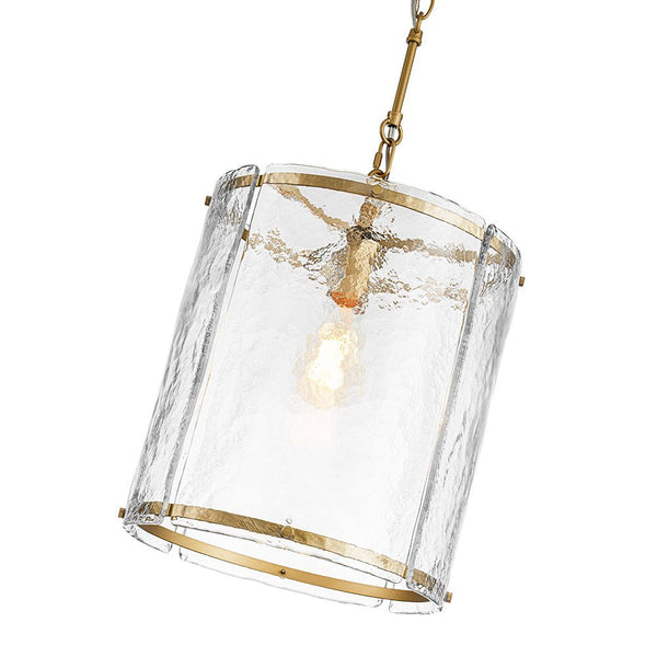 Chandelierias - Modern 1 - Light Water Glass Cylinder Single Pendant - Pendant - Gold - 