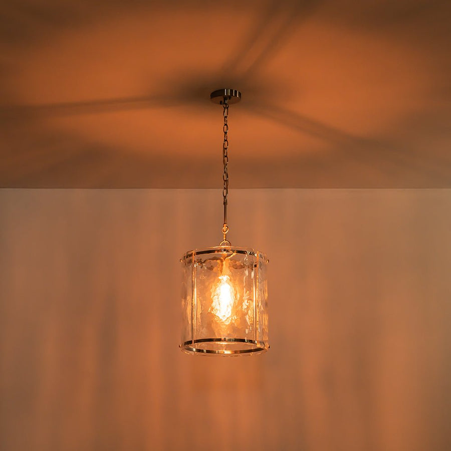 Chandelierias - Modern 1 - Light Water Glass Cylinder Single Pendant - Pendant - Gold - 