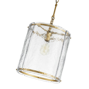 Chandelierias - Modern 1 - Light Water Glass Cylinder Single Pendant - Pendant - Gold - 