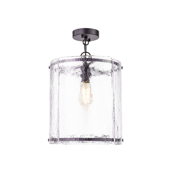 Chandelierias - Modern 1 - Light Water Rippled Glass Cylinder Single Pendant - Pendant - Oil - rubbed Bronze (Back - order) - 