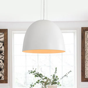 Chandelierias - Modern 1 - Light Wax Gourd Shape Half - Dome Metal Pendant - Pendant - White - 