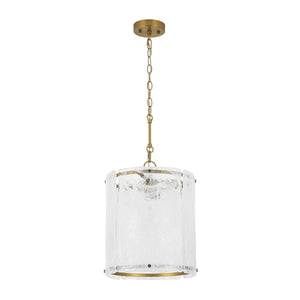 Chandelierias-Modern 1-Light White Strie Glass Cylinder Single Pendant-Pendants-Brass-