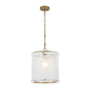 Chandelierias-Modern 1-Light White Strie Glass Cylinder Single Pendant-Pendants-Brass-