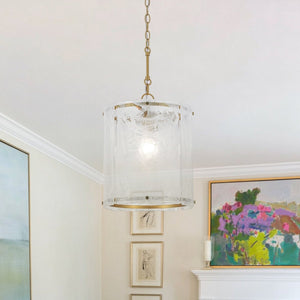 Chandelierias-Modern 1-Light White Strie Glass Cylinder Single Pendant-Pendants-Gold-