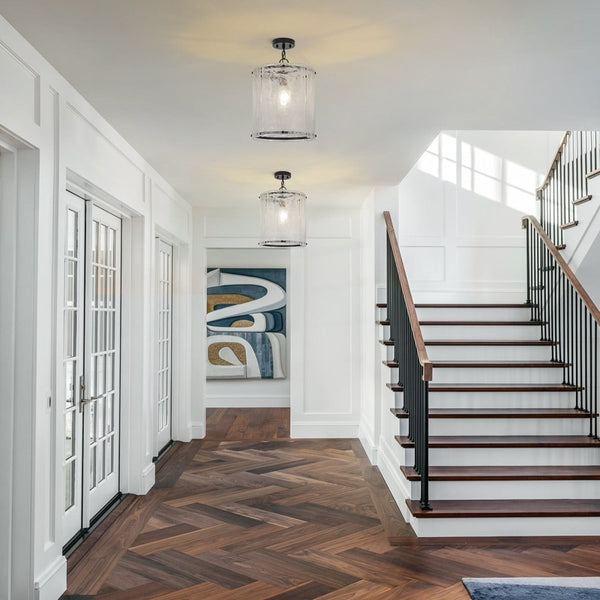 Chandelierias-Modern 1-Light White Strie Glass Cylinder Single Pendant-Pendants-Gold-