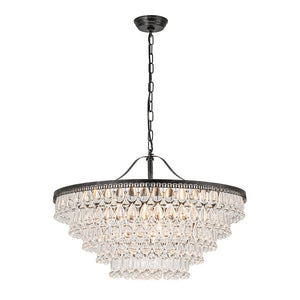 Chandelierias - Modern 11 - Light Waterfall Tiered Crystal Drops Chandelier - Chandeliers - Black - 