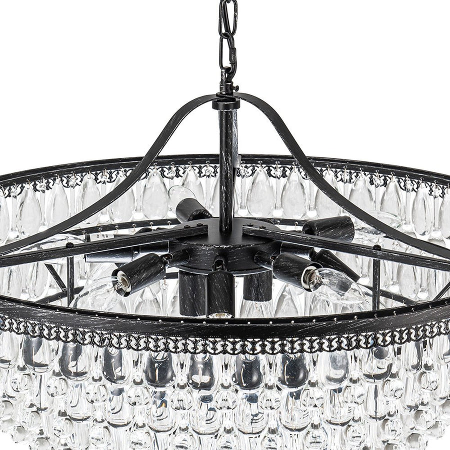 Chandelierias - Modern 11 - Light Waterfall Tiered Crystal Drops Chandelier - Chandeliers - Black - 