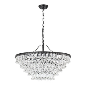 Chandelierias - Modern 11 - Light Waterfall Tiered Crystal Drops Chandelier - Chandeliers - Black - 