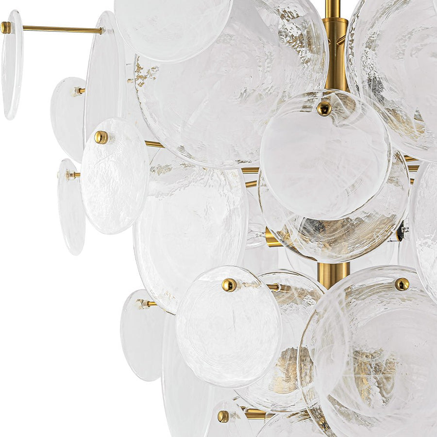 Chandelierias - Modern 12 - Light White Strie Glass Cone - Shape Tiered Chandelier - Chandeliers - Brass - 