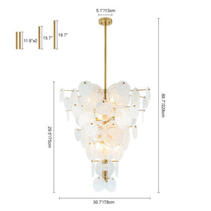 Chandelierias - Modern 12 - Light White Strie Glass Cone - Shape Tiered Chandelier - Chandeliers - Brass - 