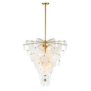 Chandelierias - Modern 12 - Light White Strie Glass Cone - Shape Tiered Chandelier - Chandeliers - Brass - 