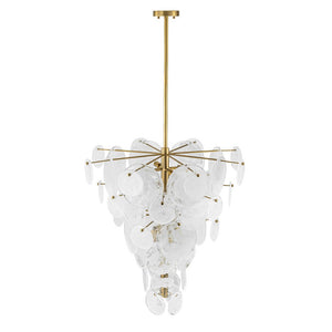 Chandelierias - Modern 12 - Light White Strie Glass Cone - Shape Tiered Chandelier - Chandeliers - Brass - 