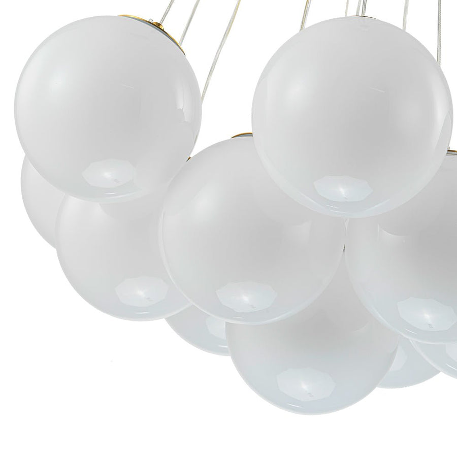 Chandelierias - Modern 13 - Light Cluster Opaline Glass Bubble Chandelier - Chandelier - Brushed Brass - 13 Bulbs