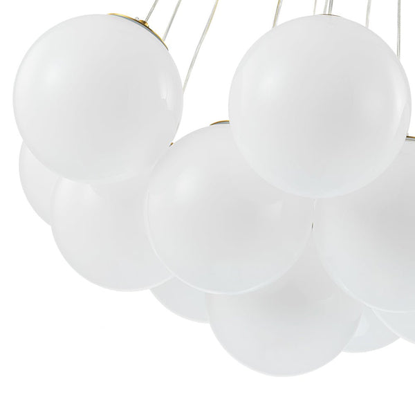 Chandelierias - Modern 13 - Light Cluster Opaline Glass Bubble Chandelier - Chandelier - Brushed Brass - 13 Bulbs