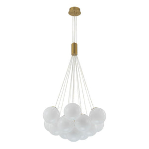 Chandelierias - Modern 13 - Light Cluster Opaline Glass Bubble Chandelier - Chandelier - Brushed Brass - 13 Bulbs