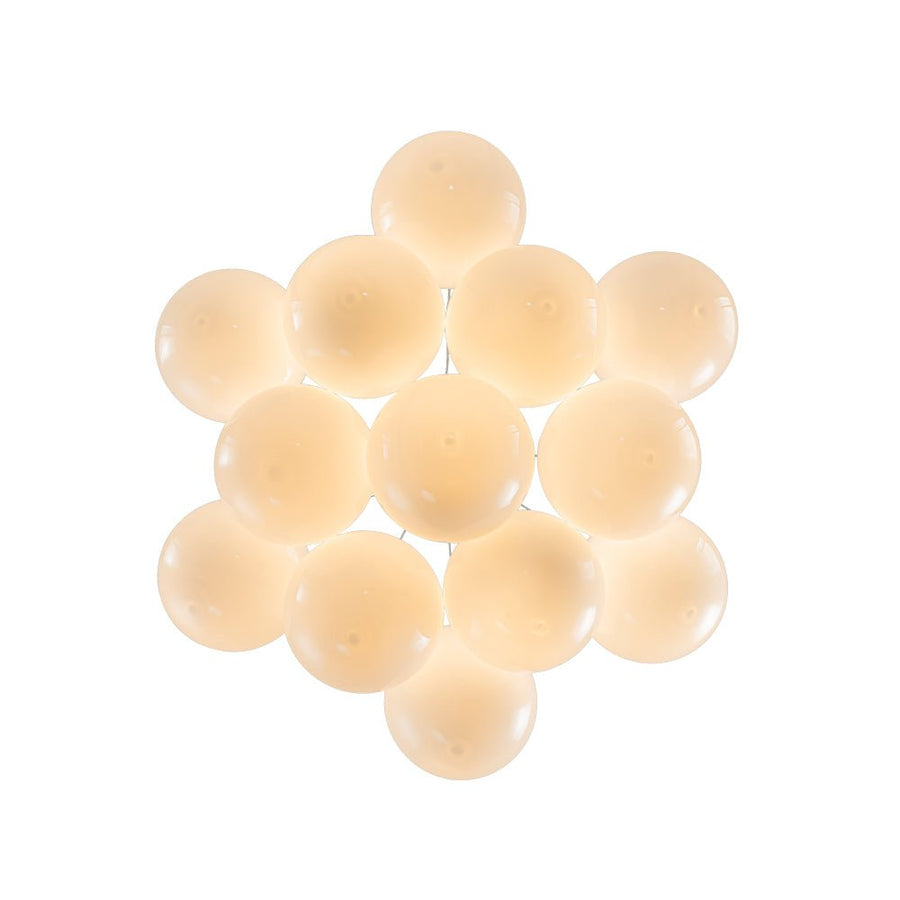 Chandelierias - Modern 13 - Light Cluster Opaline Glass Bubble Chandelier - Chandelier - Brushed Brass - 13 Bulbs