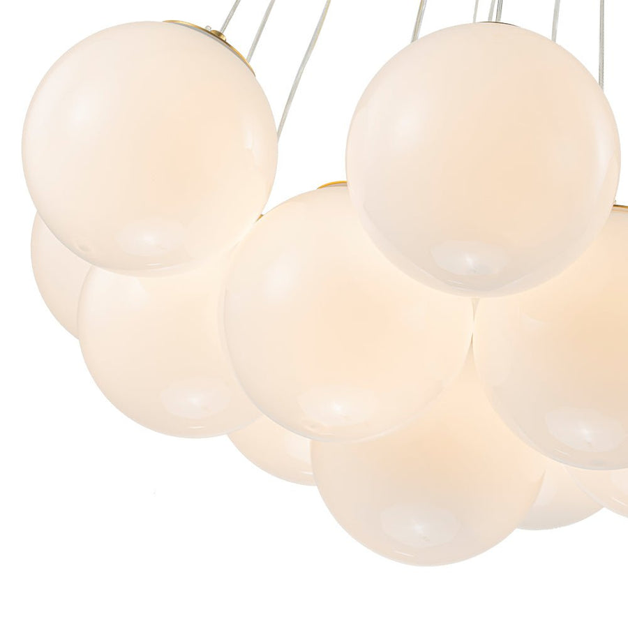 Chandelierias - Modern 13 - Light Cluster Opaline Glass Bubble Chandelier - Chandelier - Brushed Brass - 13 Bulbs