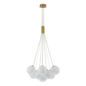 Chandelierias - Modern 13 - Light Cluster Opaline Glass Bubble Chandelier - Chandelier - Brushed Brass - 13 Bulbs