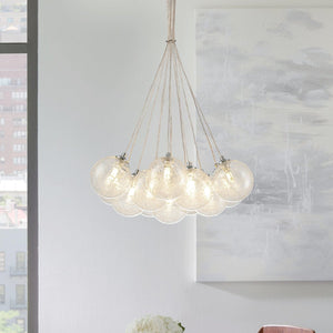 Chandelierias - Modern 13 - Light Fiber Blown Glass Globe Bubble Chandelier - Chandelier - Chrome - 