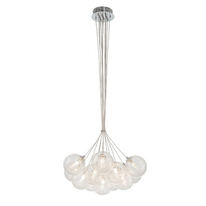 Chandelierias - Modern 13 - Light Fiber Blown Glass Globe Bubble Chandelier - Chandelier - Chrome - 