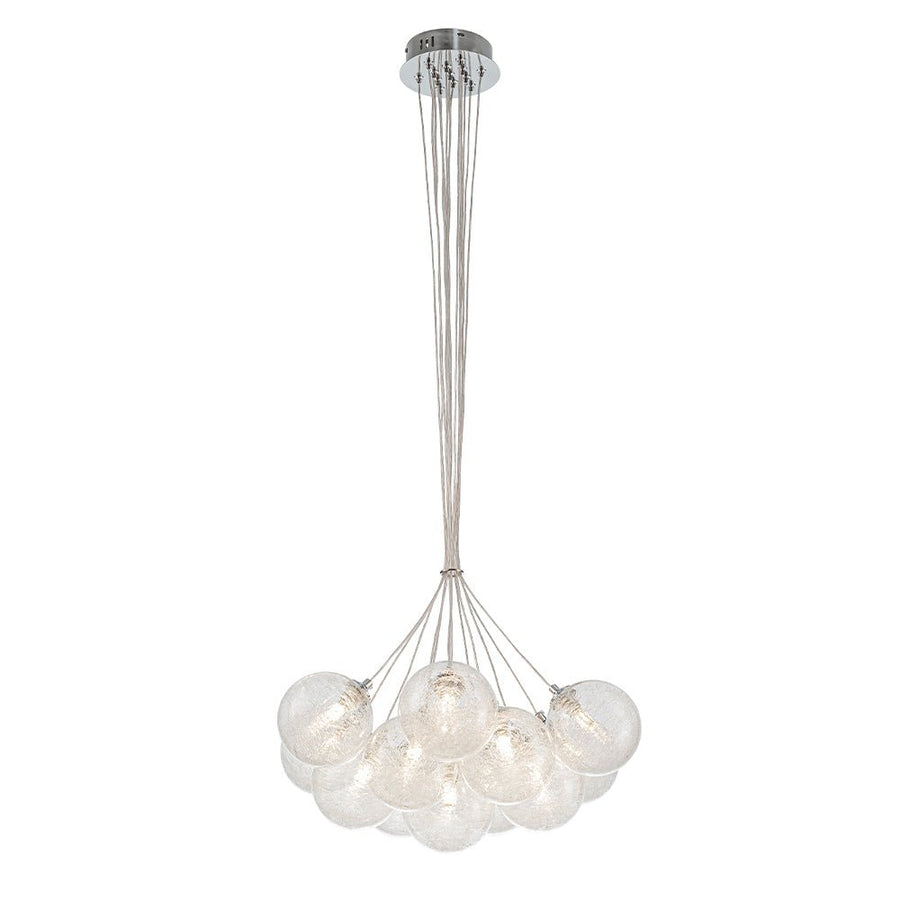 Chandelierias - Modern 13 - Light Fiber Blown Glass Globe Bubble Chandelier - Chandelier - Chrome - 