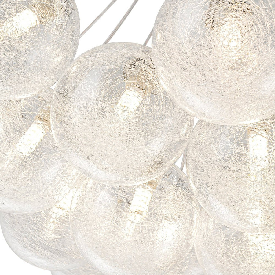 Chandelierias - Modern 13 - Light Fiber Blown Glass Globe Bubble Chandelier - Chandelier - Chrome - 