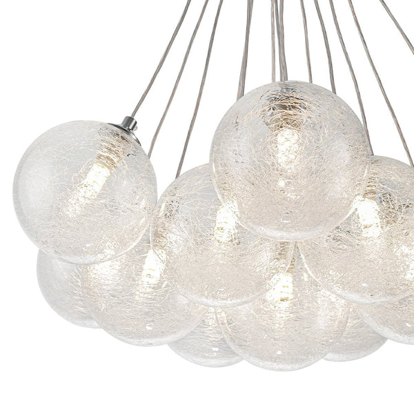 Chandelierias - Modern 13 - Light Fiber Blown Glass Globe Bubble Chandelier - Chandelier - Chrome - 