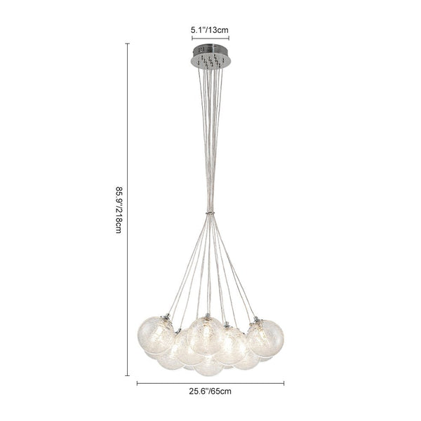 Chandelierias - Modern 13 - Light Fiber Blown Glass Globe Bubble Chandelier - Chandelier - Chrome - 