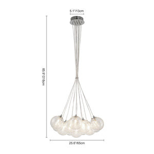 Chandelierias - Modern 13 - Light Fiber Blown Glass Globe Bubble Chandelier - Chandelier - Chrome - 