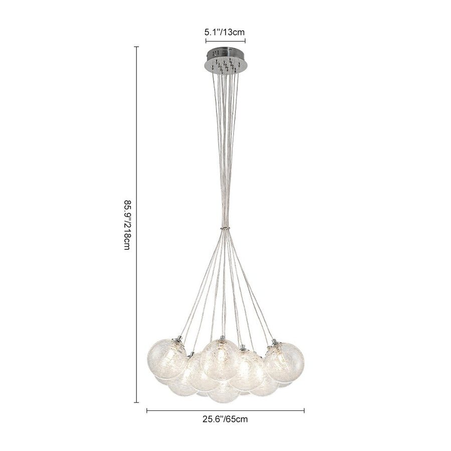 Chandelierias - Modern 13 - Light Fiber Blown Glass Globe Bubble Chandelier - Chandelier - Chrome - 