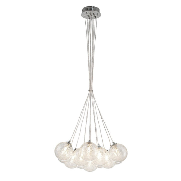 Chandelierias - Modern 13 - Light Fiber Blown Glass Globe Bubble Chandelier - Chandelier - Chrome - 