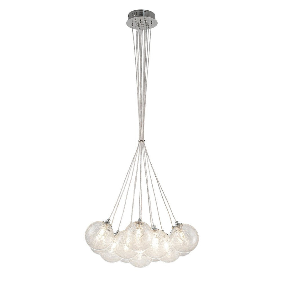 Chandelierias - Modern 13 - Light Fiber Blown Glass Globe Bubble Chandelier - Chandelier - Chrome - 