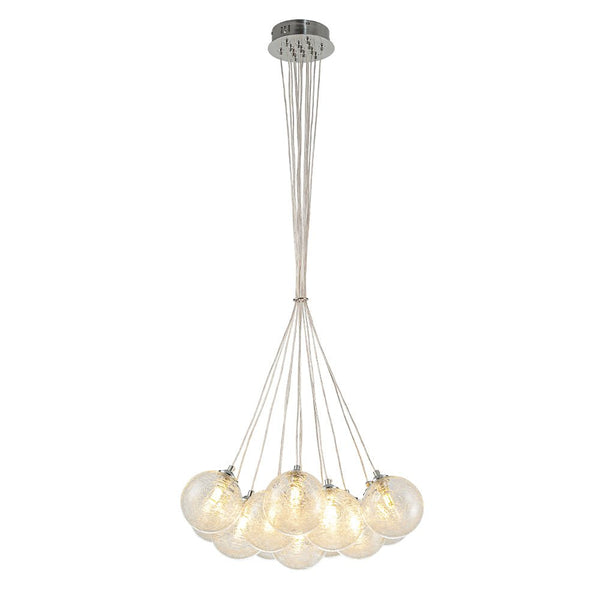 Chandelierias - Modern 13 - Light Fiber Blown Glass Globe Bubble Chandelier - Chandelier - Chrome - 