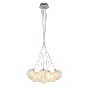 Chandelierias - Modern 13 - Light Fiber Blown Glass Globe Bubble Chandelier - Chandelier - Chrome - 