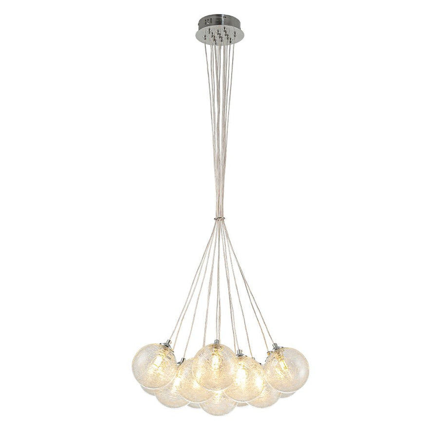 Chandelierias - Modern 13 - Light Fiber Blown Glass Globe Bubble Chandelier - Chandelier - Chrome - 