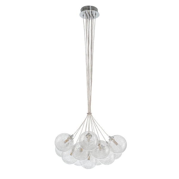 Chandelierias - Modern 13 - Light Fiber Blown Glass Globe Bubble Chandelier - Chandelier - Chrome - 