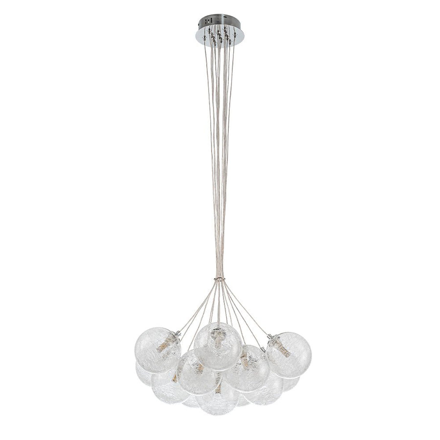 Chandelierias - Modern 13 - Light Fiber Blown Glass Globe Bubble Chandelier - Chandelier - Chrome - 