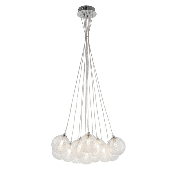 Chandelierias - Modern 13 - Light Fiber Blown Glass Globe Bubble Chandelier - Chandelier - Chrome - 