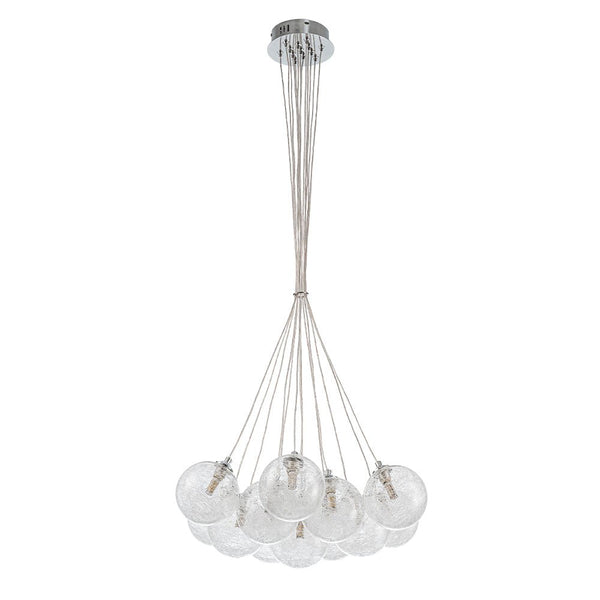 Chandelierias - Modern 13 - Light Fiber Blown Glass Globe Bubble Chandelier - Chandelier - Chrome - 