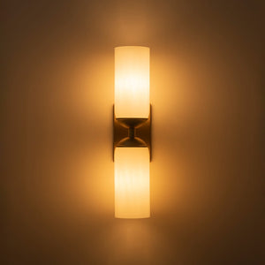 Chandelierias - Modern 2 - Light Cylinder Opal White Glass Wall Sconce - Chandeliers - Matte Black - 