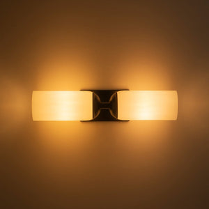 Chandelierias - Modern 2 - Light Cylinder Opal White Glass Wall Sconce - Chandeliers - Matte Black - 